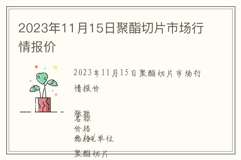2023年11月15日聚酯切片市場行情報價