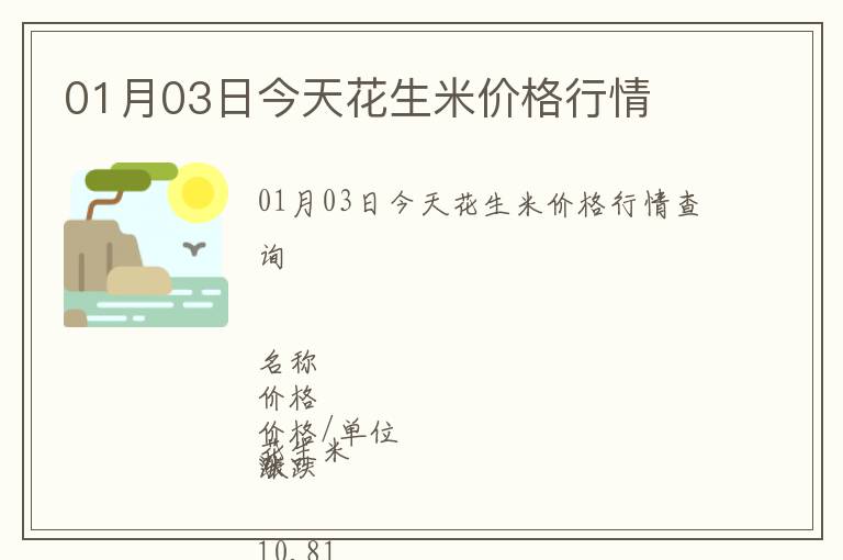 01月03日今天花生米價格行情