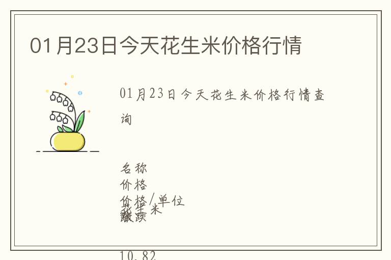 01月23日今天花生米價格行情