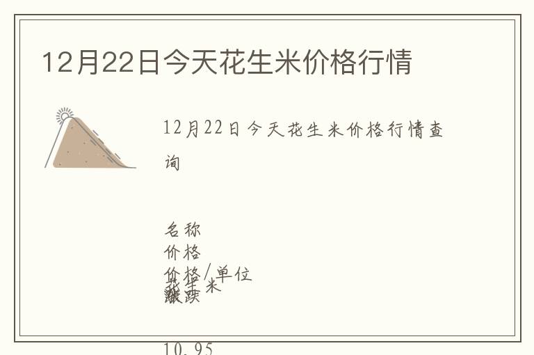 12月22日今天花生米價格行情