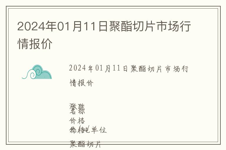 2024年01月11日聚酯切片市場行情報價