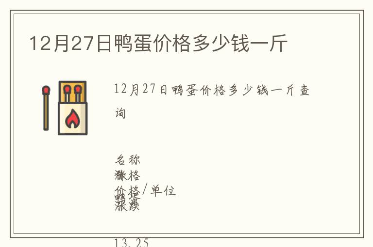 12月27日鴨蛋價格多少錢一斤