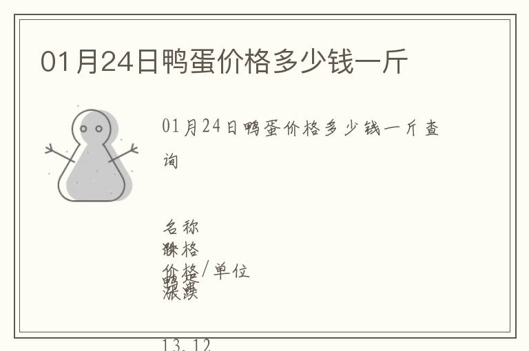 01月24日鴨蛋價(jià)格多少錢一斤