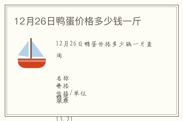 12月26日鴨蛋價格多少錢一斤