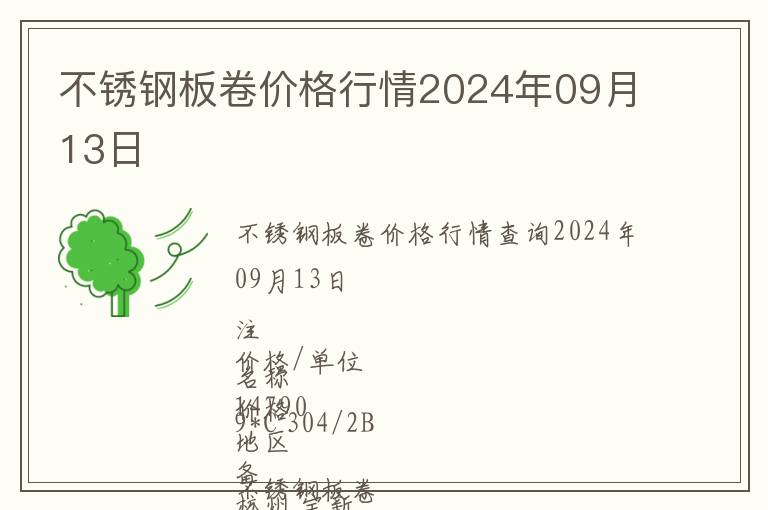 不銹鋼板卷價格行情2024年09月13日