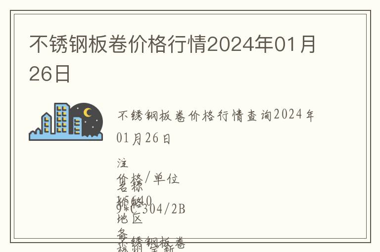 不銹鋼板卷價格行情2024年01月26日
