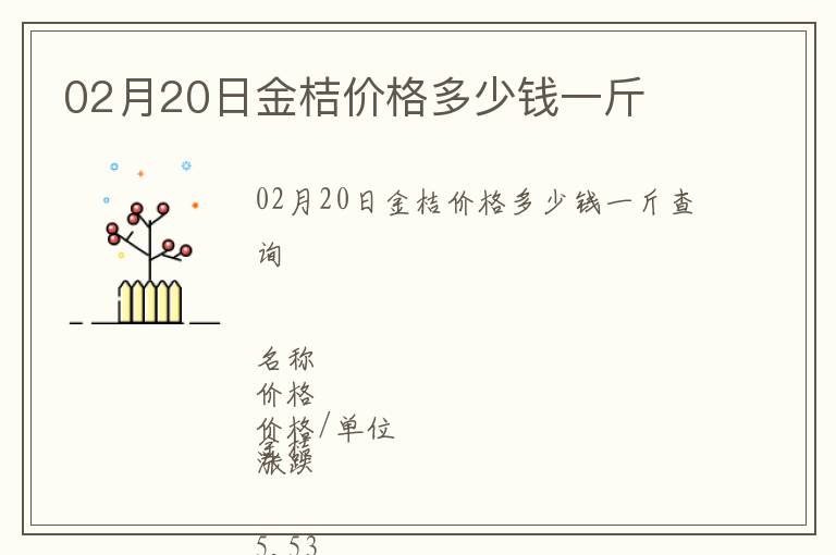 02月20日金桔價格多少錢一斤