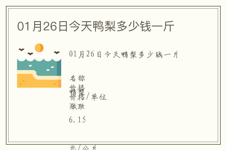 01月26日今天鴨梨多少錢一斤