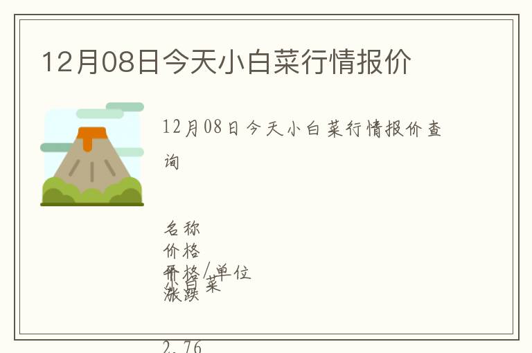 12月08日今天小白菜行情報價