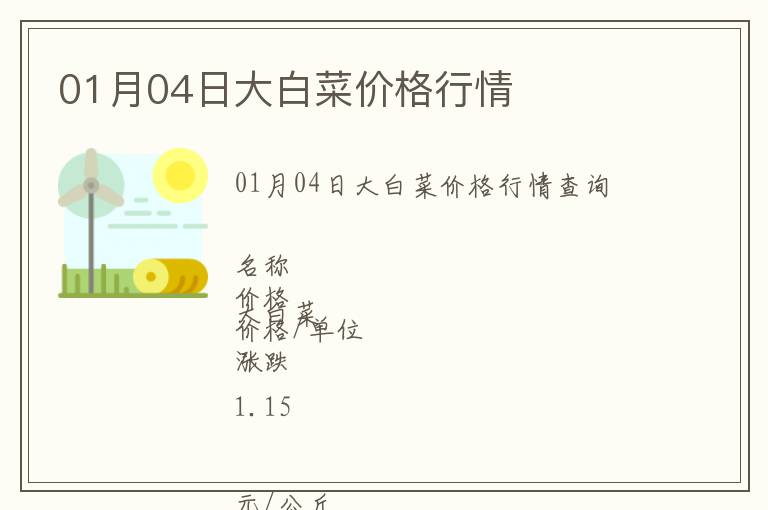 01月04日大白菜價格行情