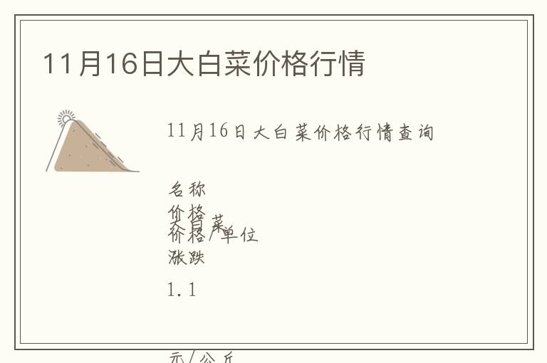 11月16日大白菜價格行情