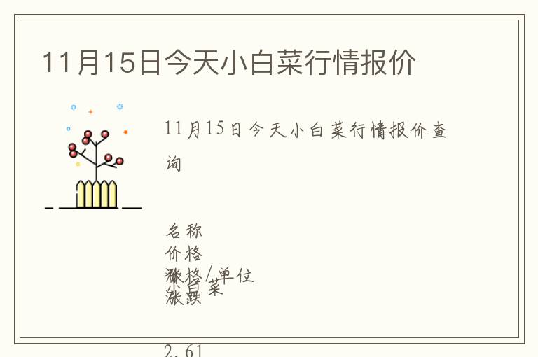 11月15日今天小白菜行情報價