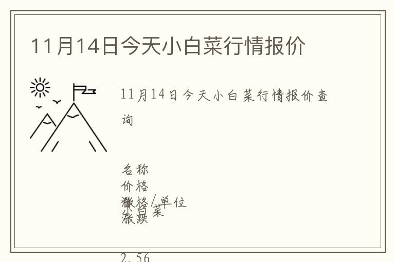 11月14日今天小白菜行情報價