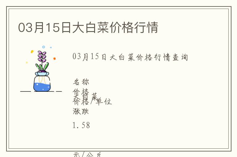 03月15日大白菜價(jià)格行情