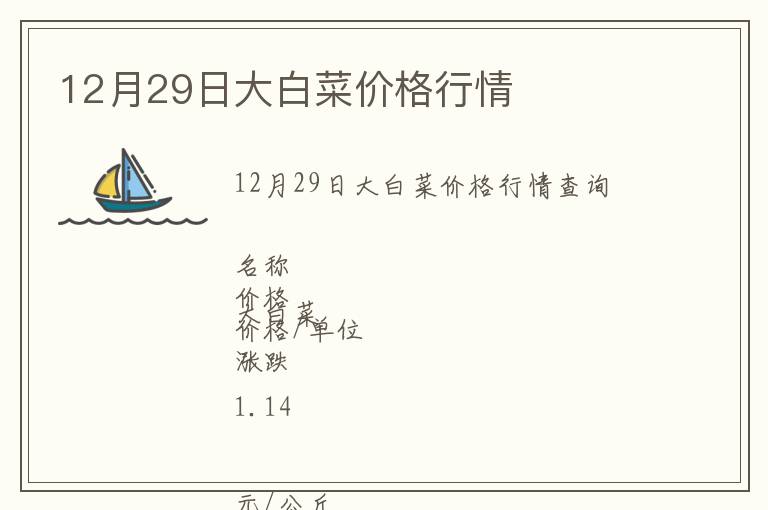 12月29日大白菜價(jià)格行情