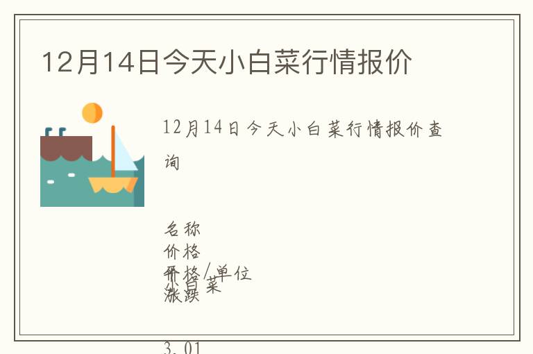 12月14日今天小白菜行情報價