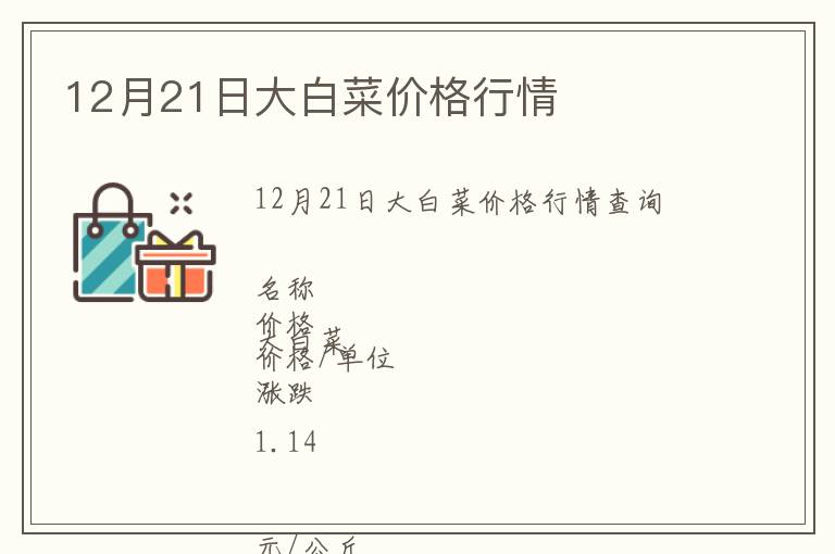 12月21日大白菜價格行情