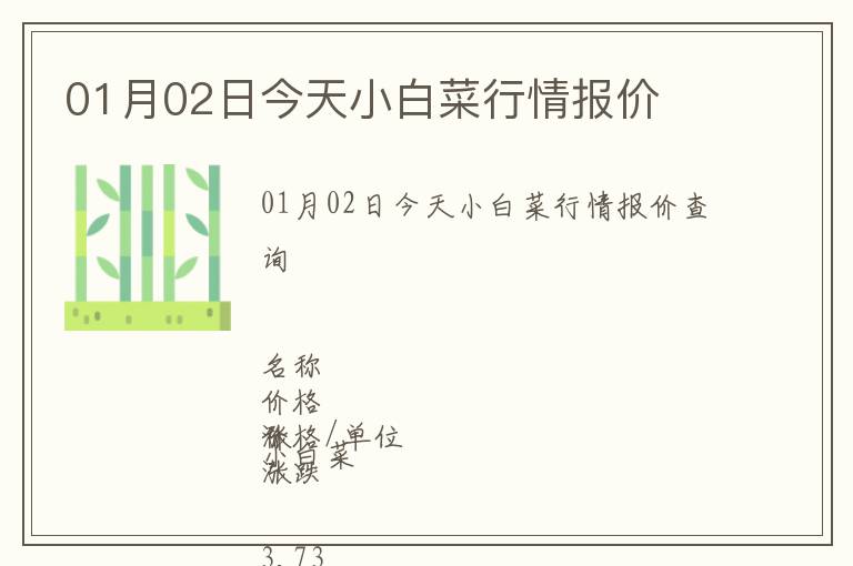 01月02日今天小白菜行情報價