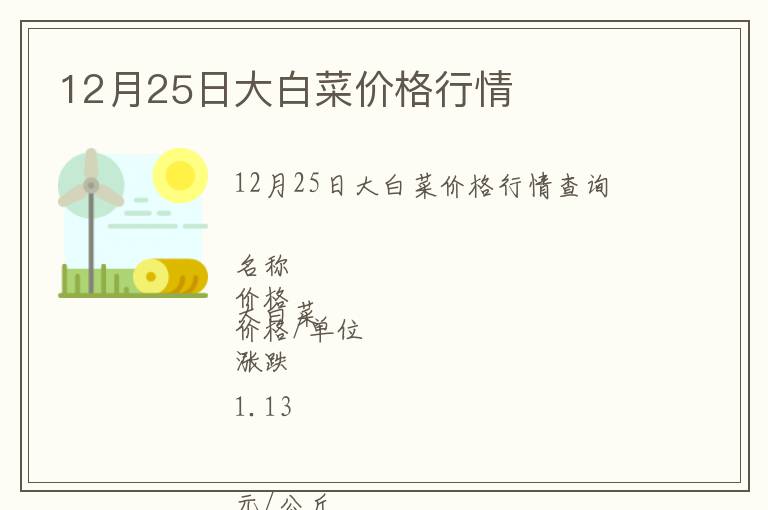 12月25日大白菜價格行情