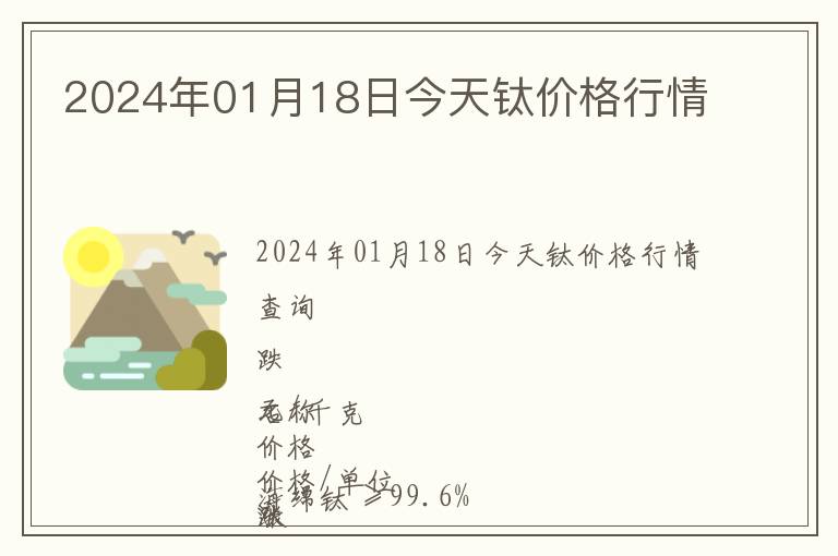 2024年01月18日今天鈦價格行情