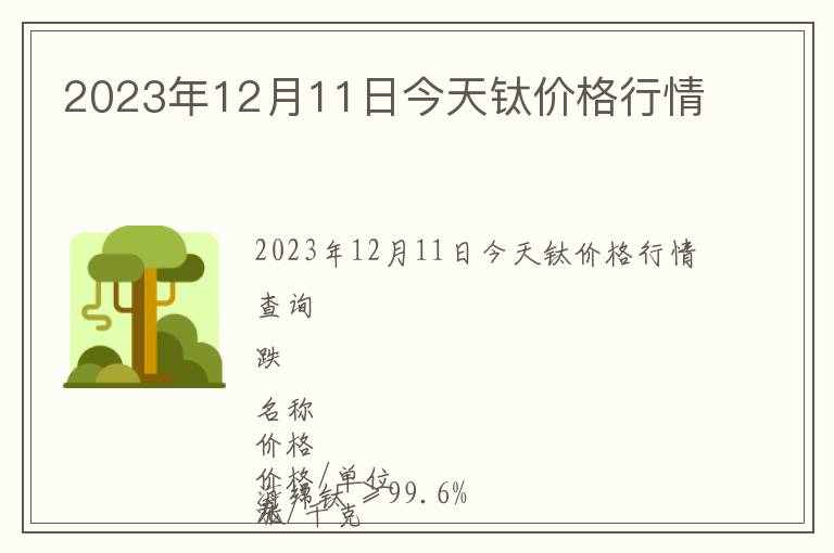2023年12月11日今天鈦價(jià)格行情