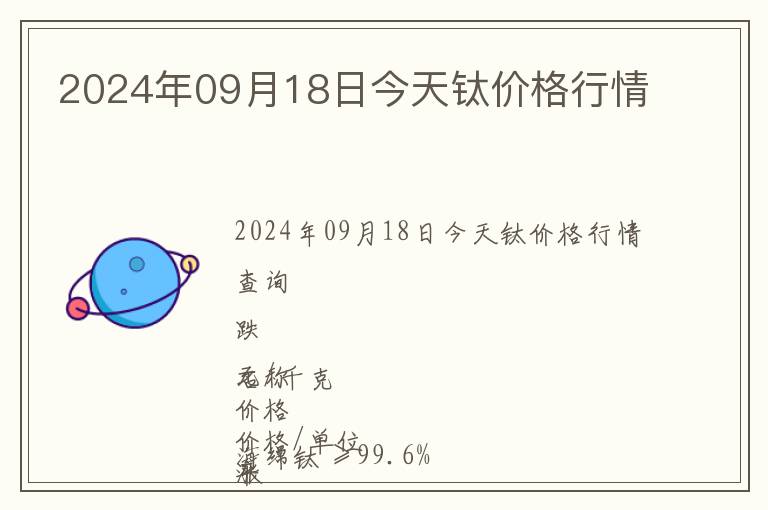 2024年09月18日今天鈦價(jià)格行情