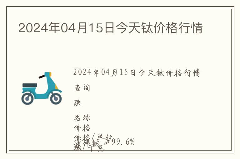 2024年04月15日今天鈦價(jià)格行情
