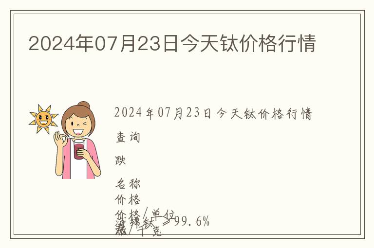 2024年07月23日今天鈦價格行情