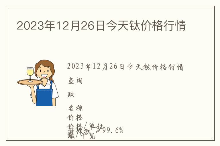 2023年12月26日今天鈦價格行情