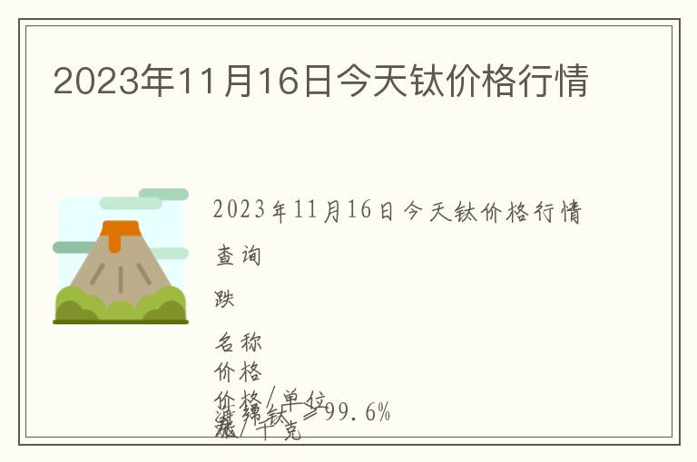 2023年11月16日今天鈦價格行情