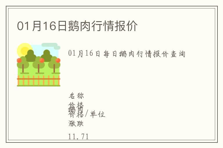 01月16日鵝肉行情報價