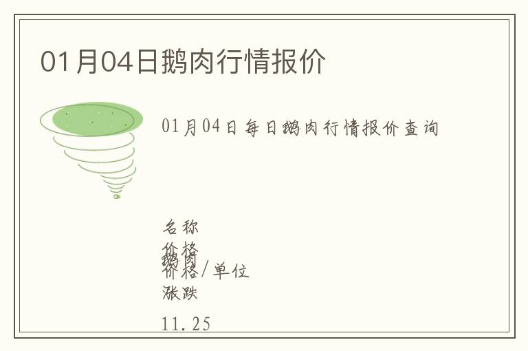 01月04日鵝肉行情報(bào)價(jià)