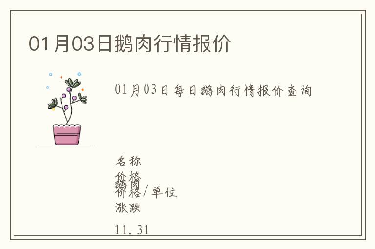 01月03日鵝肉行情報價