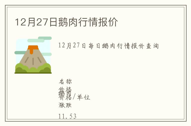 12月27日鵝肉行情報價