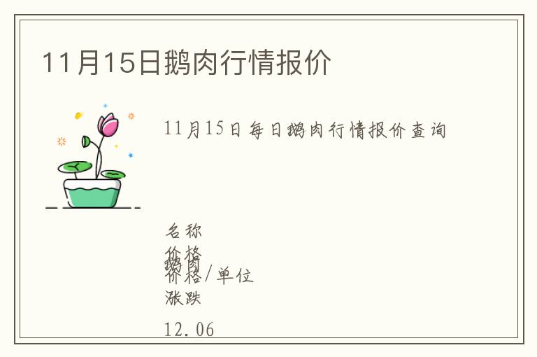 11月15日鵝肉行情報(bào)價(jià)