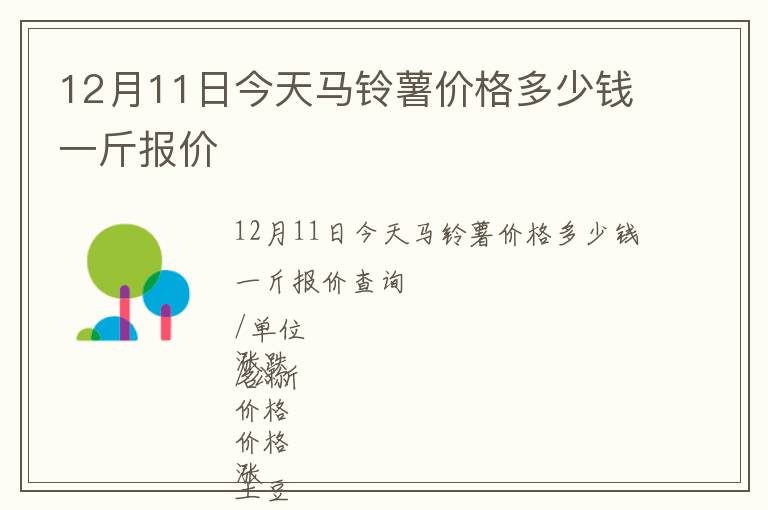12月11日今天馬鈴薯價格多少錢一斤報價