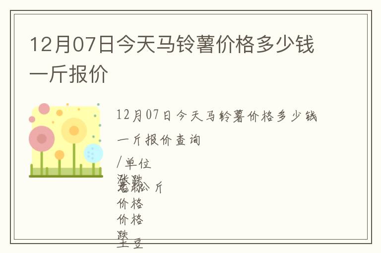 12月07日今天馬鈴薯價(jià)格多少錢一斤報(bào)價(jià)