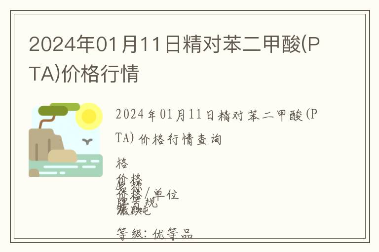 2024年01月11日精對苯二甲酸(PTA)價格行情