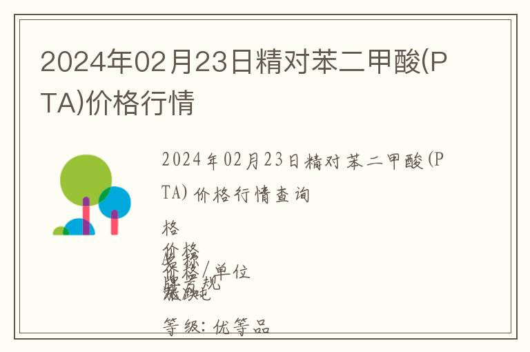 2024年02月23日精對苯二甲酸(PTA)價格行情