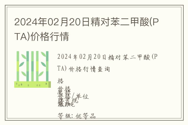2024年02月20日精對苯二甲酸(PTA)價(jià)格行情