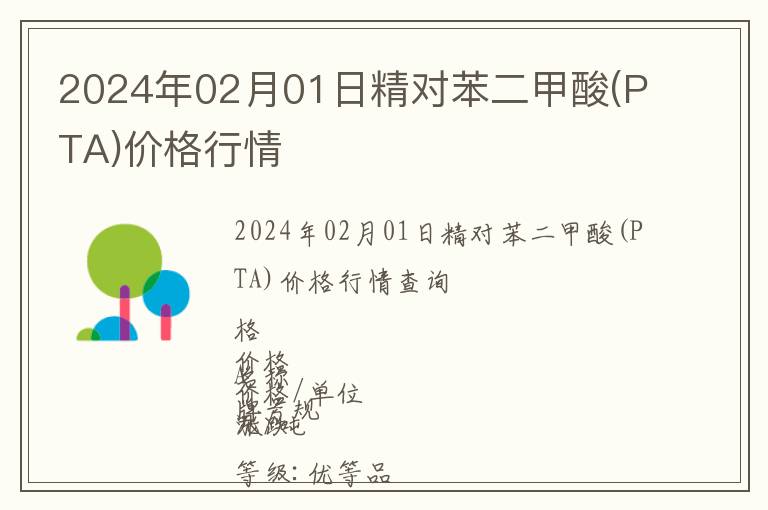 2024年02月01日精對苯二甲酸(PTA)價格行情