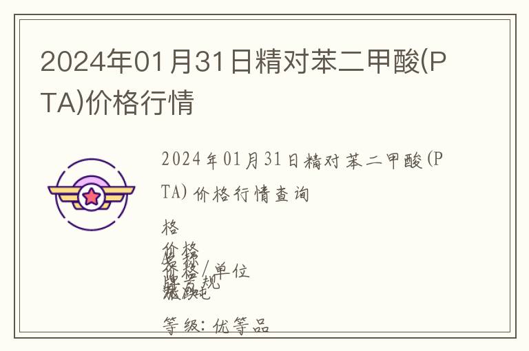 2024年01月31日精對苯二甲酸(PTA)價格行情