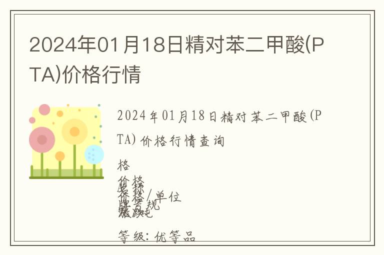 2024年01月18日精對苯二甲酸(PTA)價格行情