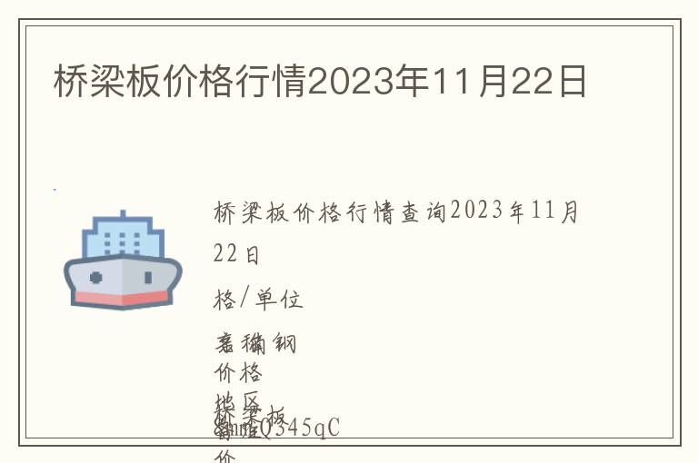 橋梁板價(jià)格行情2023年11月22日