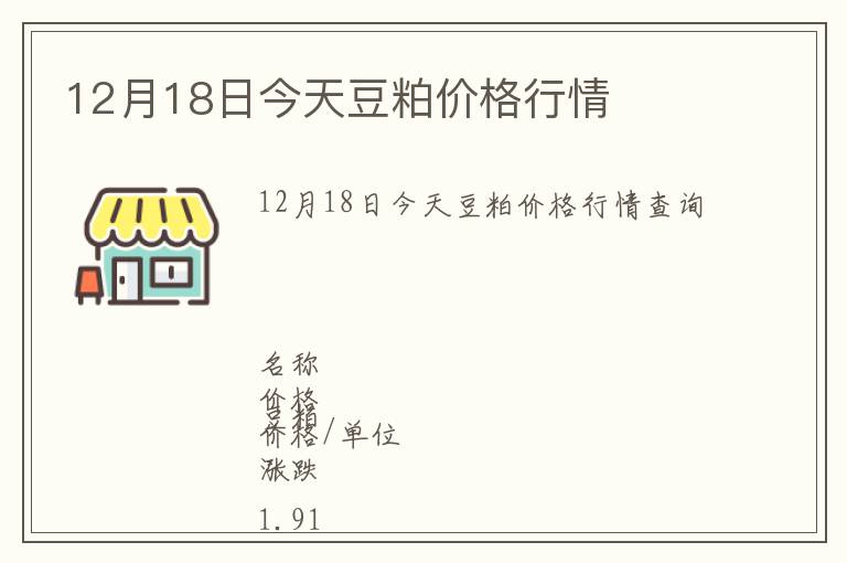 12月18日今天豆粕價(jià)格行情