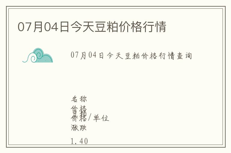 07月04日今天豆粕價格行情