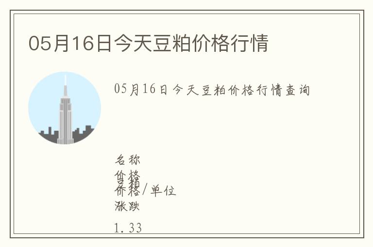 05月16日今天豆粕價格行情