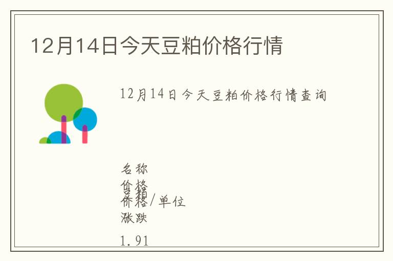 12月14日今天豆粕價格行情