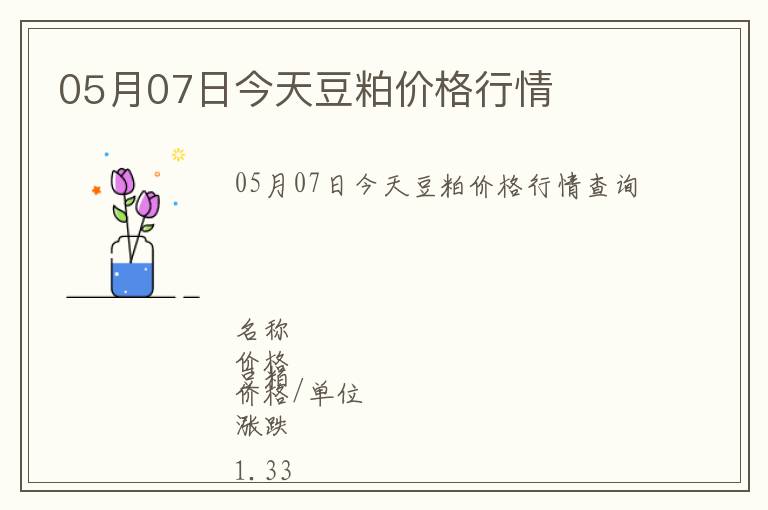 05月07日今天豆粕價格行情
