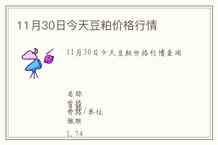 11月30日今天豆粕價格行情